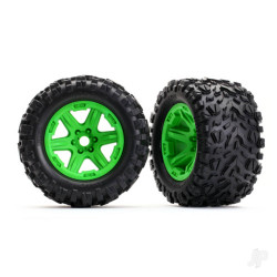 Traxxas Tyres & wheels, assembled, glued (green wheels, Talon EXT Tyres, foam inserts) (2) (17mm splined) (TSM rated) 8672G