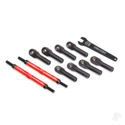 Traxxas Toe links, E-Revo VXL (TUBES red-anodised, 7075-T6 Aluminium, stronger than titanium) (144mm) (2) / rod ends, assembled with steel hollow balls (8) / Aluminium wrench, 10mm (1) 8638R