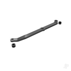 Traxxas Steering link, 6061-T6 aluminium (dark titanium-anodised)/ servo horn, metal/ spacers (2)/ 3x6mm CCS (with threadlock) (1)/ 2.5x7mm SS (with threadlock) (1) 9748-GRAY