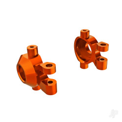 Traxxas Steering blocks, 6061-T6 aluminium (orange-anodised) (left & right)/ 2.5x12mm BCS (with threadlock) (2)/ 2x6mm SS (with threadlock) (4) 9737-ORNG