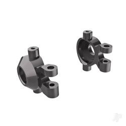 Traxxas Steering blocks, 6061-T6 aluminium (dark titanium-anodised) (left & right)/ 2.5x12mm BCS (with threadlock) (2)/ 2x6mm SS (with threadlock) (4) 9737-GRAY