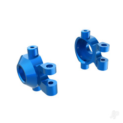 Traxxas Steering blocks, 6061-T6 aluminium (blue-anodised) (left & right)/ 2.5x12mm BCS (with threadlock) (2)/ 2x6mm SS (with threadlock) (4) 9737-BLUE
