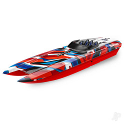 Traxxas DCB M41 Widebody 1:10 40in Brushless Electric Catamaran Race Boat, Red (+ TQi 2-ch, TSM, VXL-6s Marine, Velineon 540XL) 57046-4-REDR