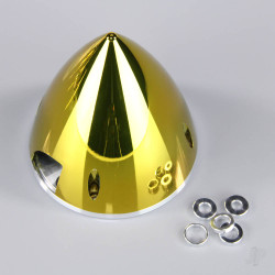 JP 102mm Chrome Yellow Spinner (with Aluminium Back Plate) DAC02079