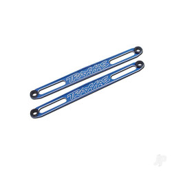 Traxxas Hold downs, battery (Blue-anodised) (2 pcs) / adhesive foam battery pads / shoulder screws (2 pcs) / battery hold-down posts (4 pcs) / clips (4 pcs) 3923X