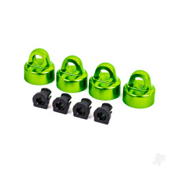 Traxxas Shock caps, aluminium (green-anodised), GT-Maxx shocks (4) / spacers (4) (for Sledge) 9664G