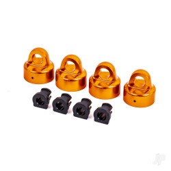 Traxxas Shock caps, aluminium (orange-anodised), GT-Maxx shocks (4) / spacers (4) (for Sledge) 9664T