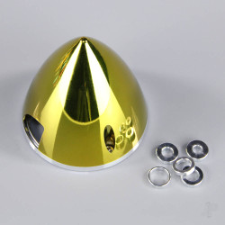 JP 70mm Chrome Yellow Spinner (with Aluminium Back Plate) DAC02069