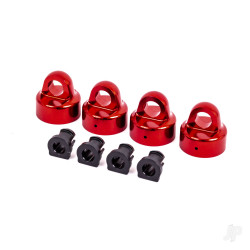 Traxxas Shock caps, aluminium (red-anodised), GT-Maxx shocks (4) / spacers (4) (for Sledge) 9664R