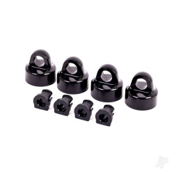 Traxxas Shock caps, aluminium (black-anodised), GT-Maxx shocks (4) / spacers (4) (for Sledge) 9664A