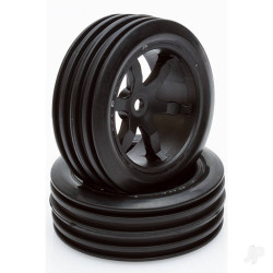 Helion 1:12 76mm Black Wheels/Tyres 29mm Width (12mm Hex) Pair A0486