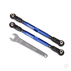 Traxxas Toe links, front, Unlimited Desert Racer (TUBES blue-anodised, 7075-T6 Aluminium, stronger than titanium) (102mm) (2) (assembled with rod ends and hollow balls) / Aluminium wrench, 7mm (1) 8547X