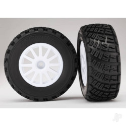 Traxxas Tyres & wheels, assembled, glued (white wheels, gravel pattern, S1 compound Tyres, foam inserts) (2) 7473R