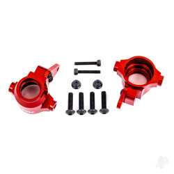 Traxxas Steering blocks, 6061-T6 aluminium (red-anodised), left & right)/ steering block arms (2) 9635R