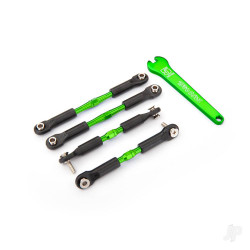 Traxxas Turnbuckles, aluminium (green-anodised), camber links, front, 39mm (2), rear, 49mm (2) (assembled with rod ends & hollow balls) / wrench 3741G