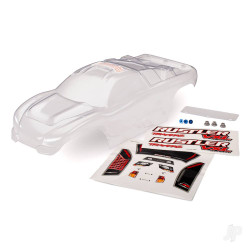 Traxxas Body, Rustler (clear, requires painting) / window, lights decal sheet / wing and aluminium hardware 3714