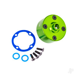 Traxxas Carrier, differential (aluminium, green-anodised)/ differential bushing/ ring gear gasket/ 3x10mm CCS (4) 9581G