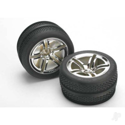 Traxxas Tyres & wheels, assembled, glued (Twin-Spoke wheels, Victory Tyres, foam inserts) (nitro front) (2) 5575