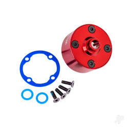 Traxxas Carrier, differential (aluminium, red-anodised)/ differential bushing/ ring gear gasket/ 3x10mm CCS (4) 9581R
