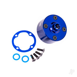 Traxxas Carrier, differential (aluminium, blue-anodised)/ differential bushing/ ring gear gasket/ 3x10mm CCS (4) 9581X