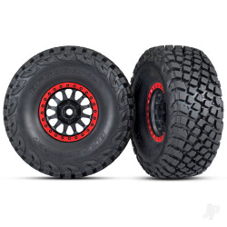 Traxxas Tyres and wheels, assembled, glued (Method Race Wheels, black with red beadlock, BFGoodrich Baja KR3 Tyres) (2) 8474