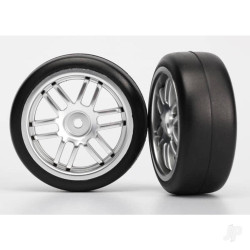 Traxxas Tyres and wheels, assembled, glued (Rally wheels, satin, 1.9" Gymkhana slick Tyres) (2) 7376A
