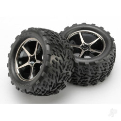 Traxxas Tyres and wheels, assembled, glued (Gemini black chrome wheels, Talon Tyres, foam inserts) (2) 7174A