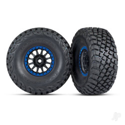 Traxxas Tyres and wheels, assembled, glued (Method Racing wheels, black with blue beadlock, BFGoodrich Baja KR3 Tyres) (2) 8474X