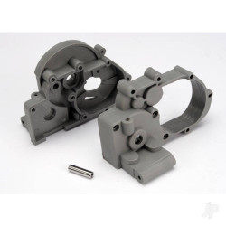 Traxxas Gearbox halves (left & right) (grey) with idler gear shaft 3691A
