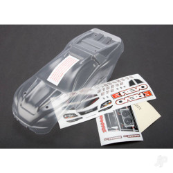 Traxxas Body, 1:16 E-Revo (clear, requires painting) / grille and lights decal sheet 7111