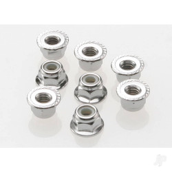 Traxxas Nuts, 4mm flanged nylon locking (Steel, serrated) (8 pcs) 3647