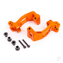 Traxxas Caster blocks (c-hubs), 6061-T6 aluminium (orange-anodised), left & right/ kingpin bushings (4) 9532T