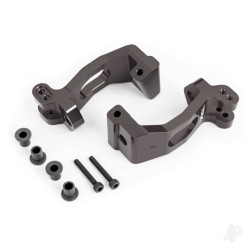 Traxxas Caster blocks (c-hubs), 6061-T6 aluminium (dark titanium-anodised), left & right/ kingpin bushings (4) 9532A
