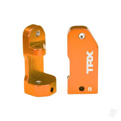 Traxxas Caster blocks, 30-degree, orange-anodised 6061-T6 aluminium (left & right) / suspension screw pin (2) 3632T