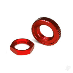 Traxxas Servo saver nuts, aluminium, Red-anodised (hex (1pc), serrated (1pc)) 8345R