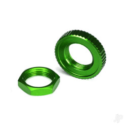 Traxxas Servo saver nuts, aluminium, Green-anodised (hex (1pc), serrated (1pc)) 8345G