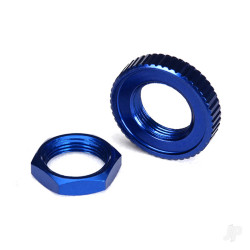 Traxxas Servo saver nuts, aluminium, Blue-anodised (hex (1pc), serrated (1pc)) 8345