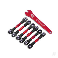 Traxxas Turnbuckles, aluminium (Red-anodised), camber links, 32mm (Front) (2 pcs) / camber links, 28mm (Rear) (2 pcs) / toe links, 34mm (2 pcs) / aluminium wrench 8341R