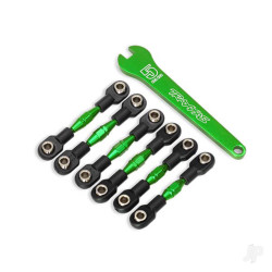 Traxxas Turnbuckles, aluminium (Green-anodised), camber links, 32mm (Front) (2 pcs) / camber links, 28mm (Rear) (2 pcs) / toe links, 34mm (2 pcs) / aluminium wrench 8341G
