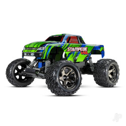 Traxxas Green Stampede VXL 1:10 2WD RTR Electric Monster Truck (+ TQi 2-ch, TSM, VXL-3s, Velineon 3500Kv, Magnum 272R) 36076-74-GRN