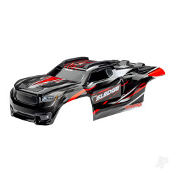 Traxxas Body, Sledge, red / window, grille, lights decal sheet (assembled with front & rear body mounts and rear body support for clipless mounting) 9511R