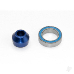 Traxxas Bearing adapter, 6160-T6 aluminium (Blue-anodised) (1pc) / 10x15x4mm ball bearing (Blue rubber sealed) (1pc) (for slipper shaft) 6893X