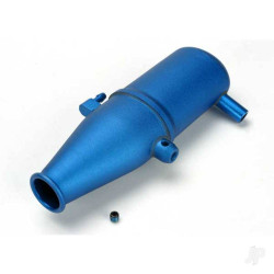 Traxxas Tuned pipe, aluminium, Blue-anodised (dual chamber with pressure fitting) / 4mm GS 5342