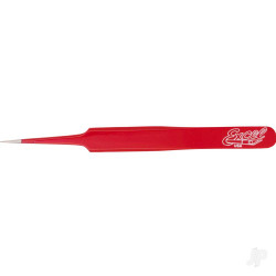 Excel Straight Point Fine Point Tweezers, Red (Carded) 30427