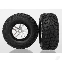 Traxxas Tyres & wheels, assembled, glued (SCT Split-Spoke satin chrome, black beadlock style wheels, Kumho Tyres, foam inserts) (2) (4WD front / rear, 2WD rear only) 6874