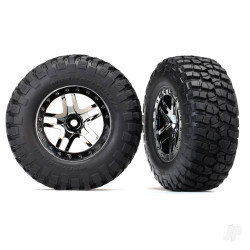 Traxxas Tyres & wheels, assembled, glued (SCT Split-Spoke black chrome beadlock style wheels, BFGoodrich Mud-Terrain T / A KM2 ultra-soft S1 compound off-road racing Tyres, foam inserts) (2) (4WD f / r, 2WD rear) (TSM rated) 6873T