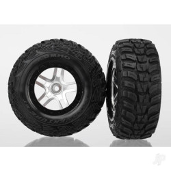 Traxxas Tyres & wheels, assembled, glued (S1 ultra-soft off-road racing compound) (SCT Split-Spoke satin chrome, black beadlock style wheels, Kumho Tyres, foam inserts) (2) (4WD front / rear, 2WD rear only) 6874R