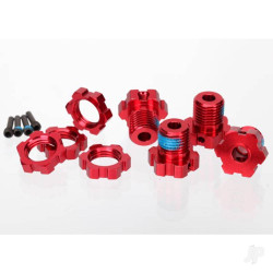 Traxxas Wheel Hubs, splined, 17mm (Red-anodised) (4 pcs) / wheel nuts, splined, 17mm (Red-anodised) (4 pcs) / screw pins, 4x13mm ( with threadlock) (4 pcs) 5353R