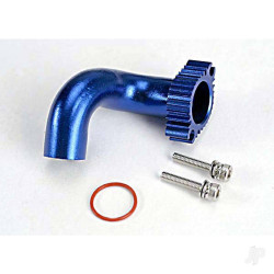 Traxxas Header, Blue-anodised aluminium (for Rear exhaust engines only) (TRX 2.5, 2.5R, 3.3) 5287
