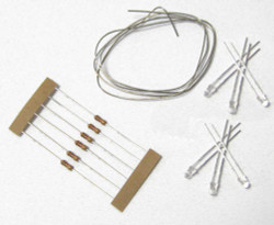 Train Tech LED Pack - Cool White (6) with Resistors & Tinned Wire HO/OO Gauge